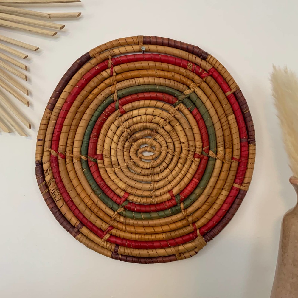 Woven Seagrass Coiled Wall Trivet Basket Boho - Picture 3 of 8